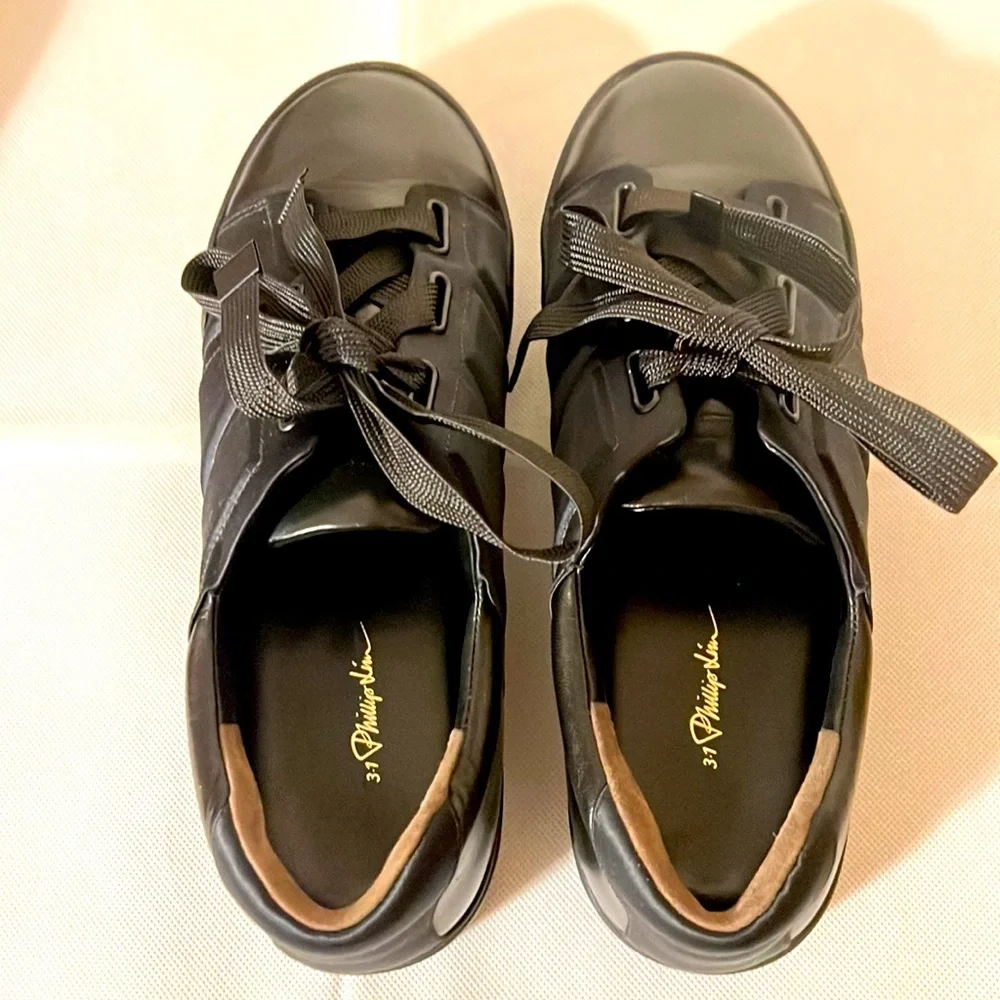 3.1 PHILLIP LIM. Black Sneakers. Leather and Satin. Size US-8, EU-39, NWOT